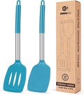 Pack of 2 Silicone Solid Turner, Non Stick Slotted Kitchen Spatulas, High Heat by BUNDLEPRO