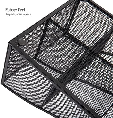 Mind Reader Countertop Organizer, Office Breakroom Supply Caddy for Cups Lids Stirrers and Condiments, Metal Mesh, Black