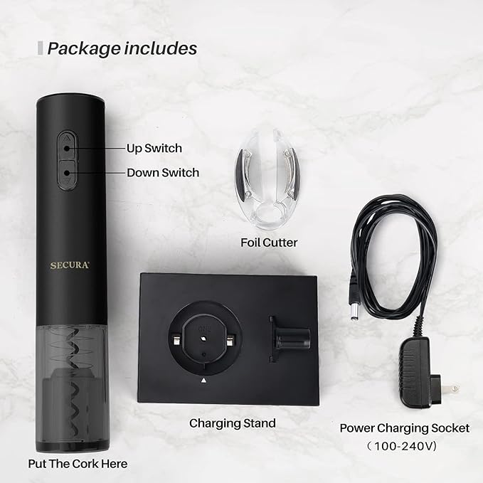 Secura Electric Wine Opener, Automatic Electric Wine Bottle Corkscrew Opener - Image 7