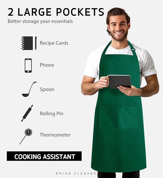 Syntus Apron for Men Women, Adjustable Cooking Kitchen Chef Aprons - Image 3