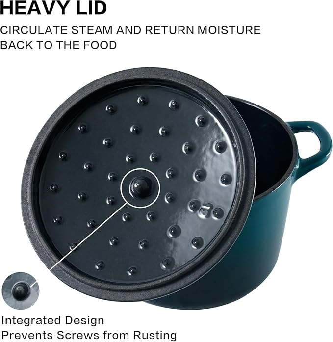 Flavehc Dutch Oven Pot with Lid 2.8 qt Cast Iron Dutch Oven - Image 3