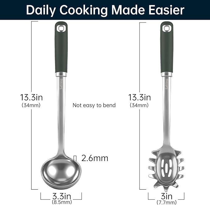 Safring Stainless Steel Soup Ladle and Spaghetti Spoon Set, Heat Resistant - Image 2