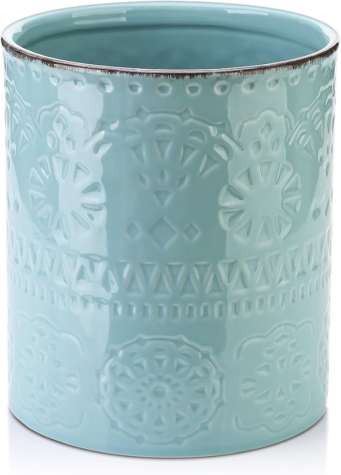 DOWAN 7.2" Kitchen Utensil Holder, Extra Large Farmhouse Utensil Holders by DOWAN