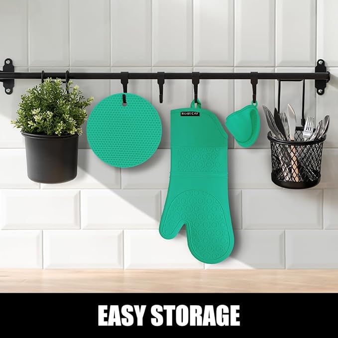 Rorecay 6pcs Oven Mitts and Pot Holders Sets Heat Resistant 500 Degrees - Image 9