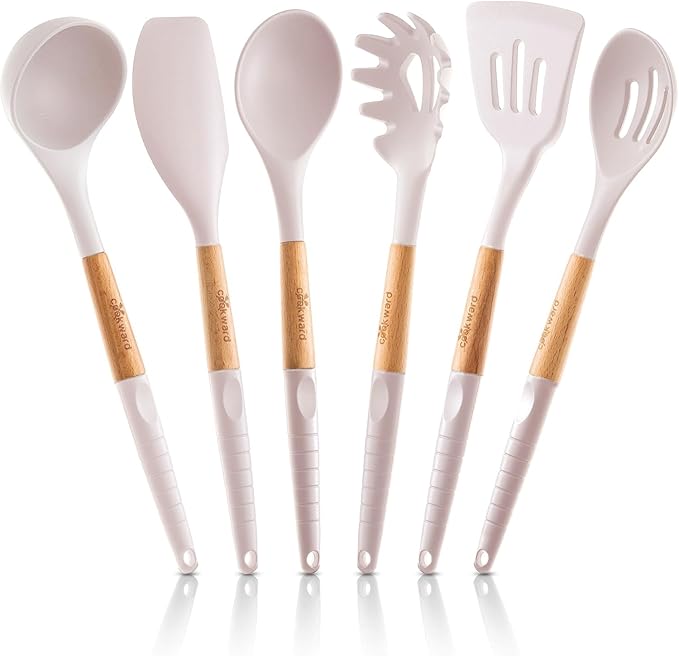 Silicone Cooking Utensils Set 6 Piece – Heat Resistant up to 480°F, BPA Free & by cookward