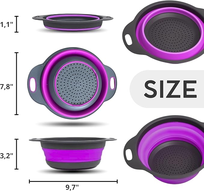 Purple Foldable Food Strainer for Kitchen - Image 2
