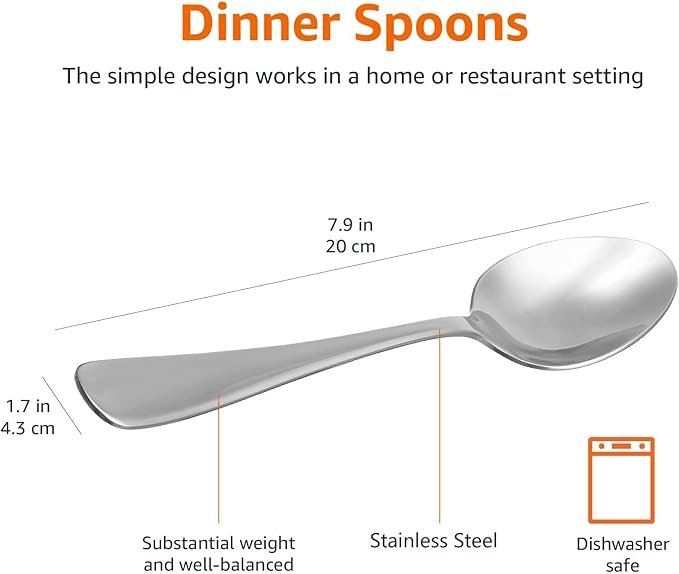 Amazon Basics Stainless Steel Dishwasher Safe Dinner Spoons - Image 5