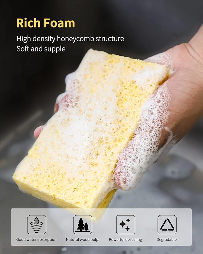 Cellulose Sponges, Heavy Duty Scrub Kitchen Sponge, Clean Tough Messes Without - Image 3