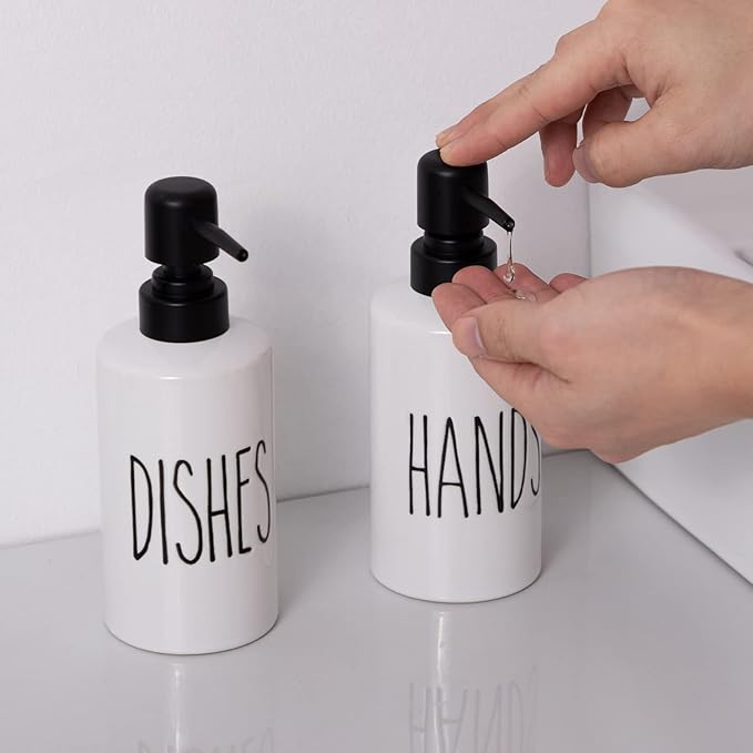FE Dish Soap Dispenser for Kitchen, 10oz Ceramic Soap Dispenserr for Bathroom - Image 7