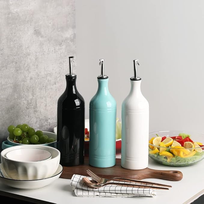 Sweejar Large Ceramic Olive Oil Dispenser Bottle, Opaque Oil Cruet Protects to - Image 3