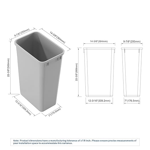 Dowell 50Qt Wastebasket Trash Can Garbage Container, - Image 3
