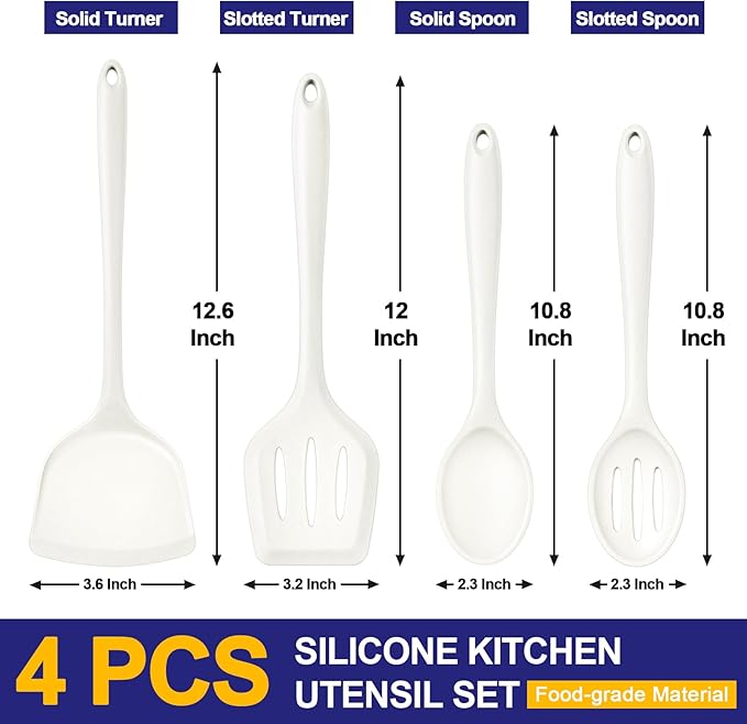 P&P CHEF Kitchen Utensil Set, 4 Pieces Non-stick Silicone Cooking Utensils - Image 2