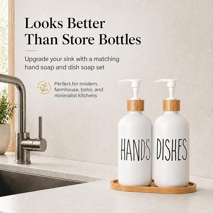 Dish Soap Dispenser for Kitchen Sink.Glass Hand Soap Dispenser, Modern - Image 4