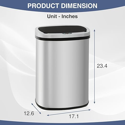PayLessHere | 13 Gallon Stainless Steel Trash Can | Steel | Automatic Touchless - Image 7