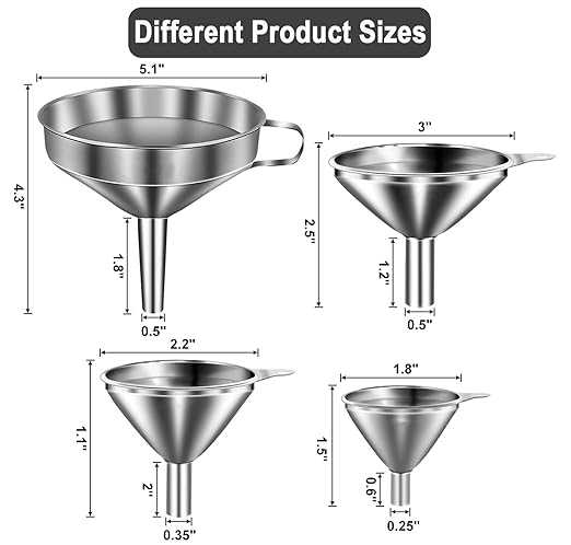 Stainless Steel Funnels for Kitchen use, Cleaning Brush.Funnel for Filling - Image 2