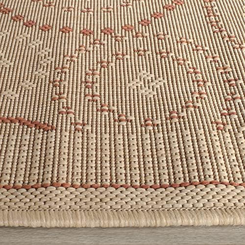 SAFAVIEH Washable Rug Outdoor Courtyard Collection - 2'3" x 12' Runner, Natural & Terracotta, Non-Shedding & Easy Cleaning, Ideal for Patio, Entryway, Mudroom, Hallway, Kitchen (CY1906-3201)