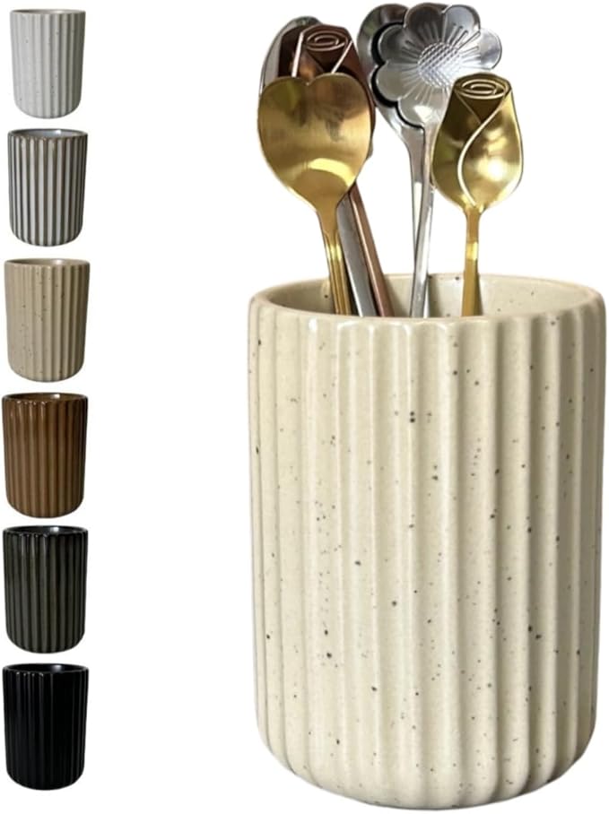 TOPYOKK Stoneware Coffee Bar Utensil Holder Tea & Coffee Spoon & Stirrer Holder by TOPYOKK
