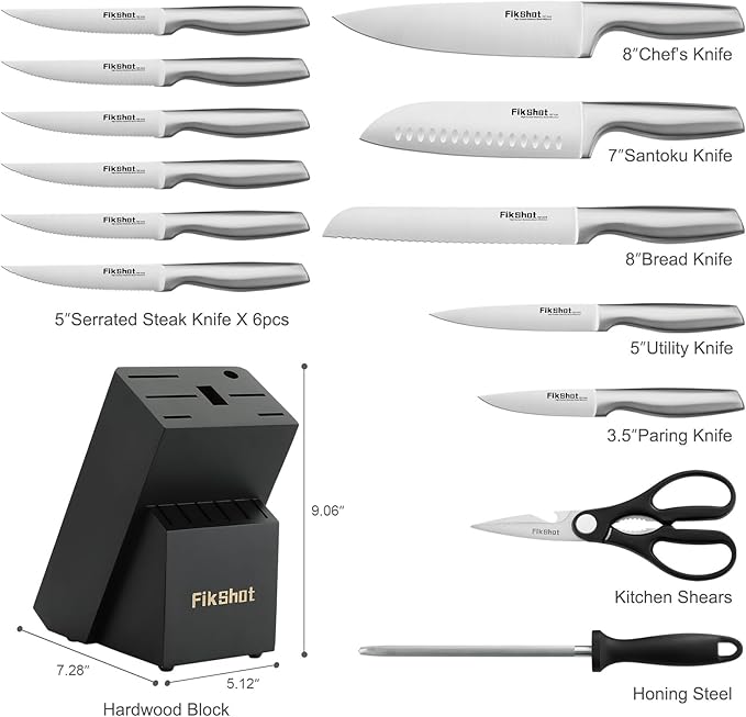 FIKSHOT Kitchen Knife Set, German Stainless Steel kitchen knives – Includes - Image 5