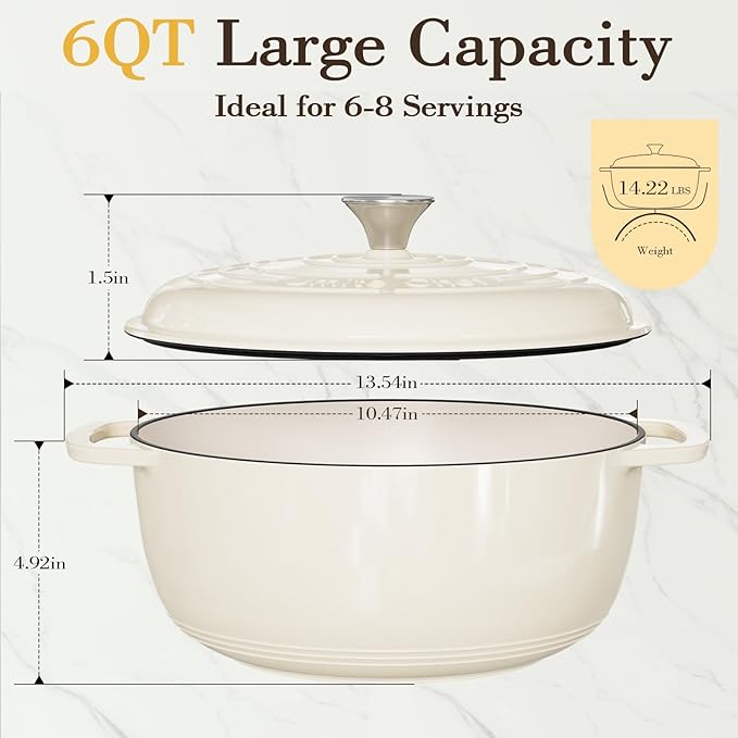 Umite Chef 6QT Enameled Cast Iron Dutch Oven - Image 3