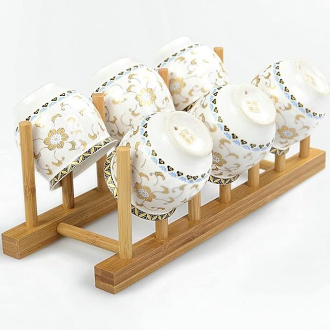 YWSHF Bamboo Wooden Dish Rack Dishes Drainboard Drying Drainer Storage Holder - Image 5