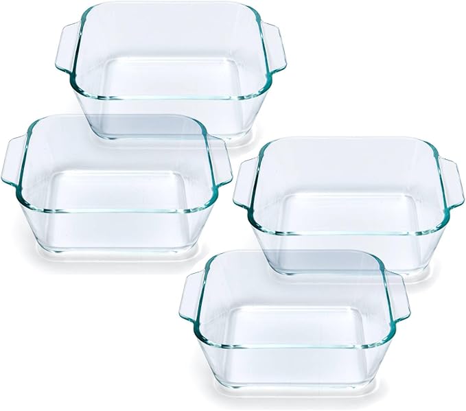 Small Casserole Dishes 4 Pack, 5 Inch Glass Square Baking Dish Individual by Yomvzake