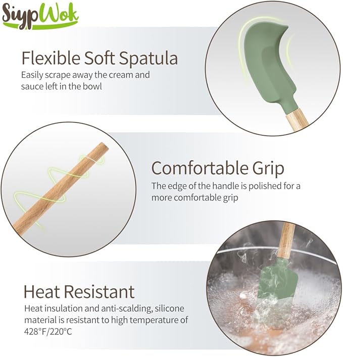 Silicone Spatula Set, Food Grade Rubber Spatula-4 Piece Nonstick Rubber Spatulas - Image 5