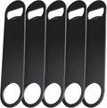 WEGAZ-5 Pack 7inch Black Stainless Steel Flat Beer Bottle Opener, Stainless by WEGAZ