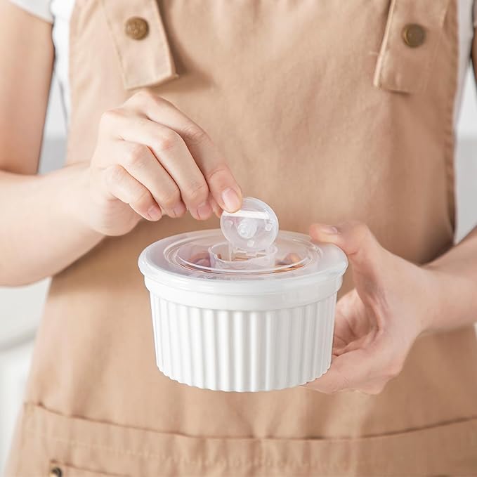 vancasso 10 oz Ramekins with Lid, Porcelain Creme Brulee Souffle Dishes - Image 7
