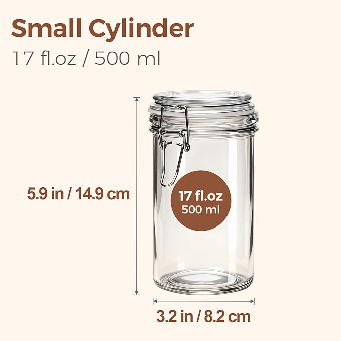 ComSaf 16oz Pint Jars with Airtight Lids, Cylindrical Glass Canisters - Image 2