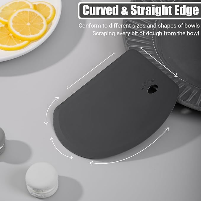 Silicone Dough Scraper with Stainless Steel Sheet, Curved Edge Flexible Bowl - Image 4