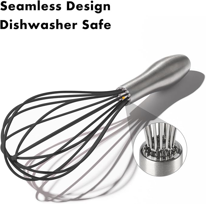 OYV 10-Inch Black Silicone Whisk, Heat Resistant 480°F Kitchen Whisk - Image 4