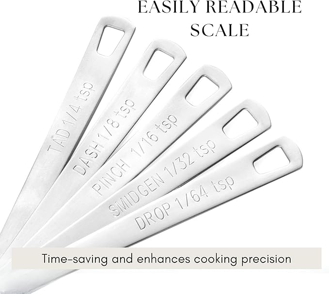 5Pcs Teaspoon Measuring Spoons, 1/4 tsp, 1/8 tsp, 1/16 tsp, 1/32 tsp, 1/64 tsp - Image 4