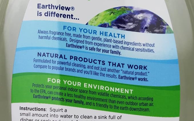 Fragrance Free, Free & Clear, Liquid Dish Soap, 2 Pk/ 24 oz |For Environmental Sensitivities (MCS, EI, free of MI, Sulfate, SLS) Sensitive Skin, Free and Clear, Plant Based, Unscented