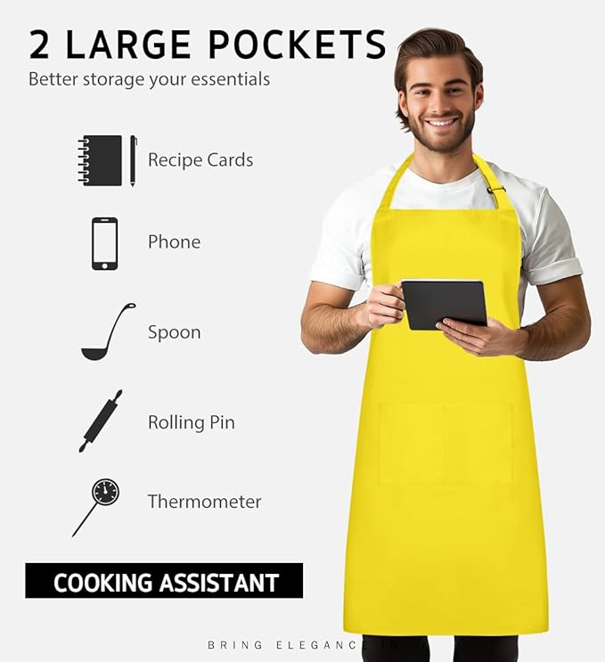Syntus Apron for Men Women, Adjustable Cooking Kitchen Chef Aprons - Image 4