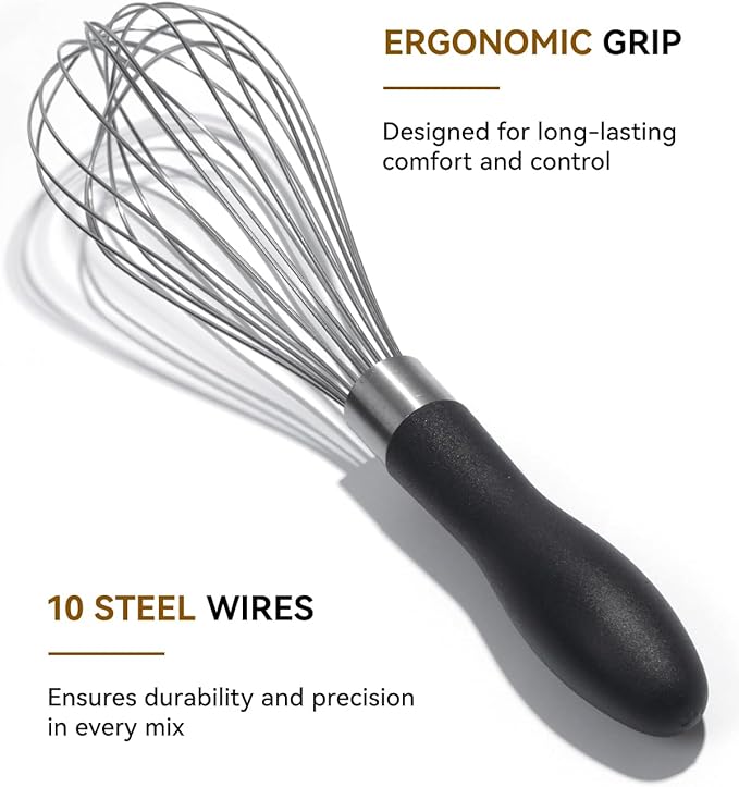 Anyongora 10 Inch Whisk, Sturdy Stainless Steel Wire Whisk - Image 5