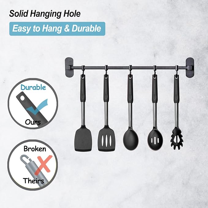 Silicone Spatula and Cooking Spoon, 5 Pack Non-Stick Cooking Utensils - Image 6