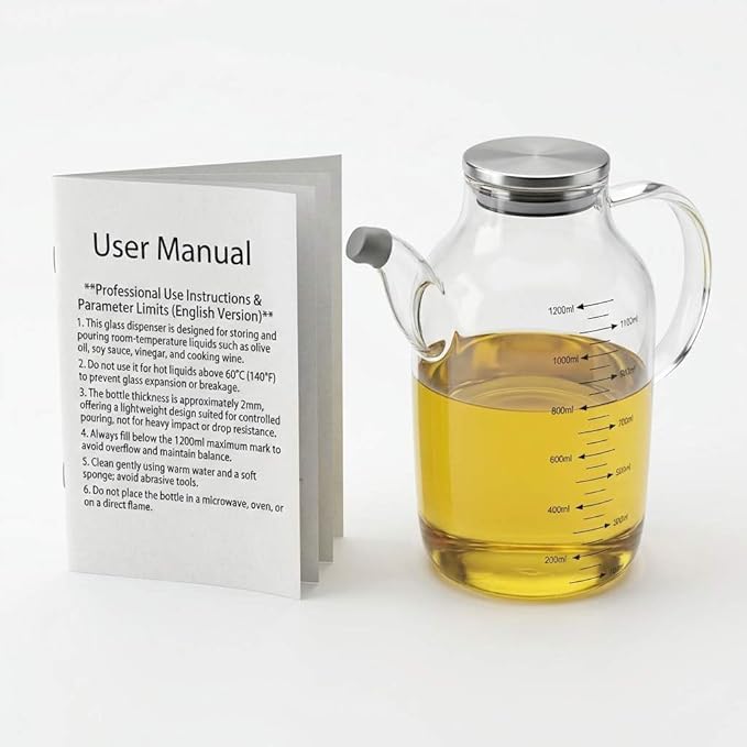 QWORK 1200ML/40Oz Large Glass Cooking Oil Bottle - Image 6
