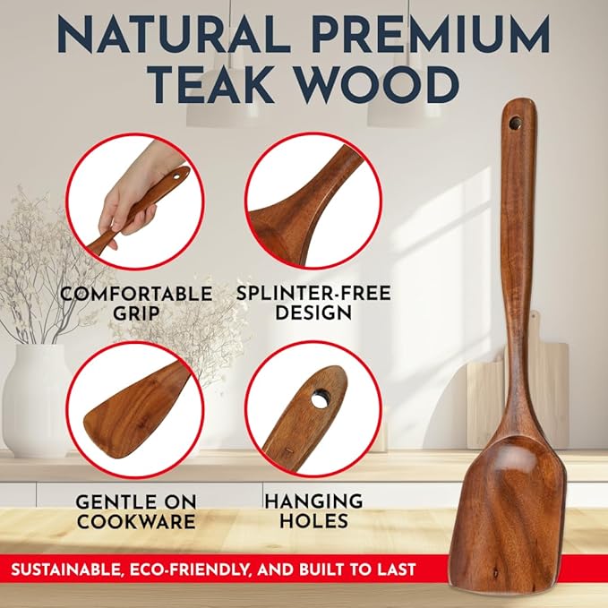 Teak Wooden Utensil Set 6-Piece - Image 2