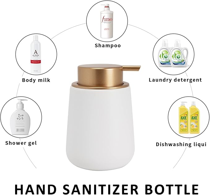 Soap Dispenser Ceramic with Easy-to-Press Pump Hand Lotion Liquid Dispenser - Image 6