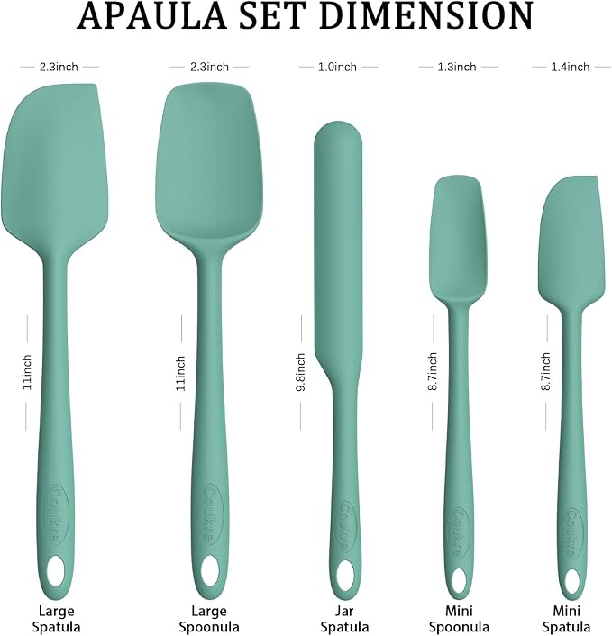 Coukre Silicone Spatula Set of 5, High Temperature Resistant, Food Grade - Image 2