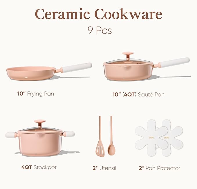 CAROTE Pots and Pans Set Nonstick, Ceramic Cookware Set, PFAS PTFE Free - Image 2
