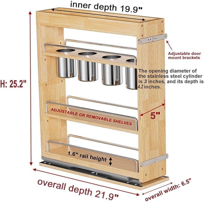 OCG 5" Pull-Out Solid Wood Storage Organizer - Image 3