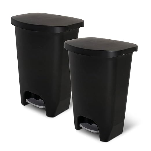 Glad 13 Gallon Trash Can, 2 Pack | Plastic Kitchen Waste Bin by GladTrashFoodStorage
