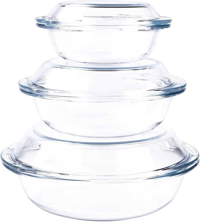 Set of 6 Round Glass Casserole Dishes, Nesting Glass Baking Dish Set - Image 7
