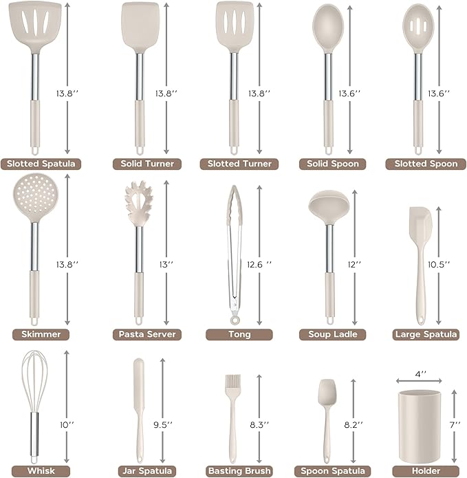 Onader Silicone Cooking Utensils Set of 15, Kitchen Utensils Set - Image 2