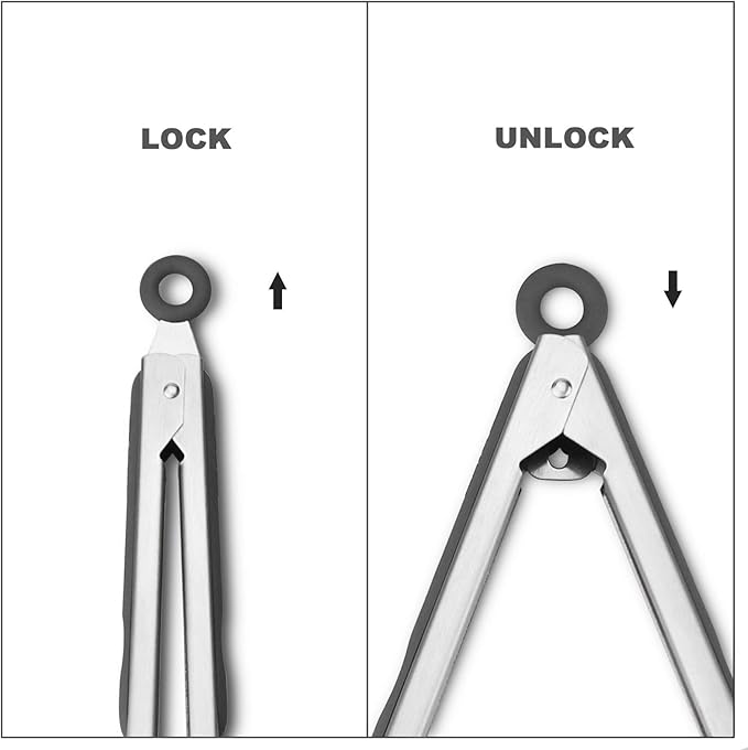 Premium 304 Stainless Steel Tongs Set – 12" Grill Tongs & 9" Cooking Tongs - Image 4