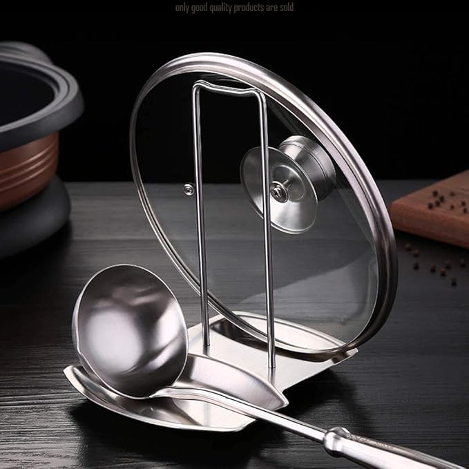 Lid and Spoon Rest Shelf, 304 Stainless Steel Pan Pot Cover Lid Rack Stand - Image 3