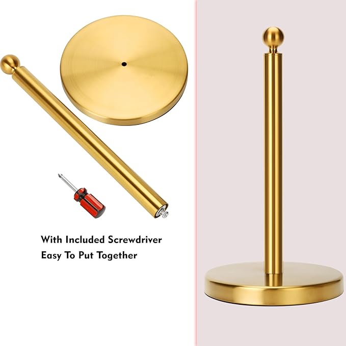 Gold Paper Towel Holder Countertop, Standing Paper Towel Roll Holder - Image 6