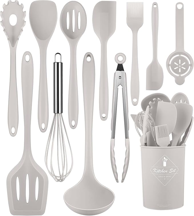 Kitchen Utensils Set-12 Pieces Silicone Cooking Utensils Set 392°F Heat by Pranski