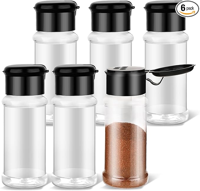 TIESOME 6 Pcs Plastic Spice Jars by TIESOME